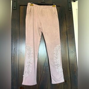 Fashion Concepts Embroidered Pink Pants NWOT
